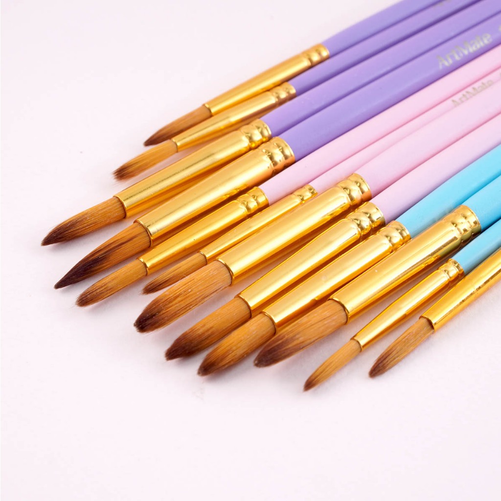Bộ Cọ Vẽ Màu Nước Artmate Cao Cấp 4/10 Món Bút Lông Vẽ Màu Nước, Màu Acrylic, Màu Gouache Đa Năng