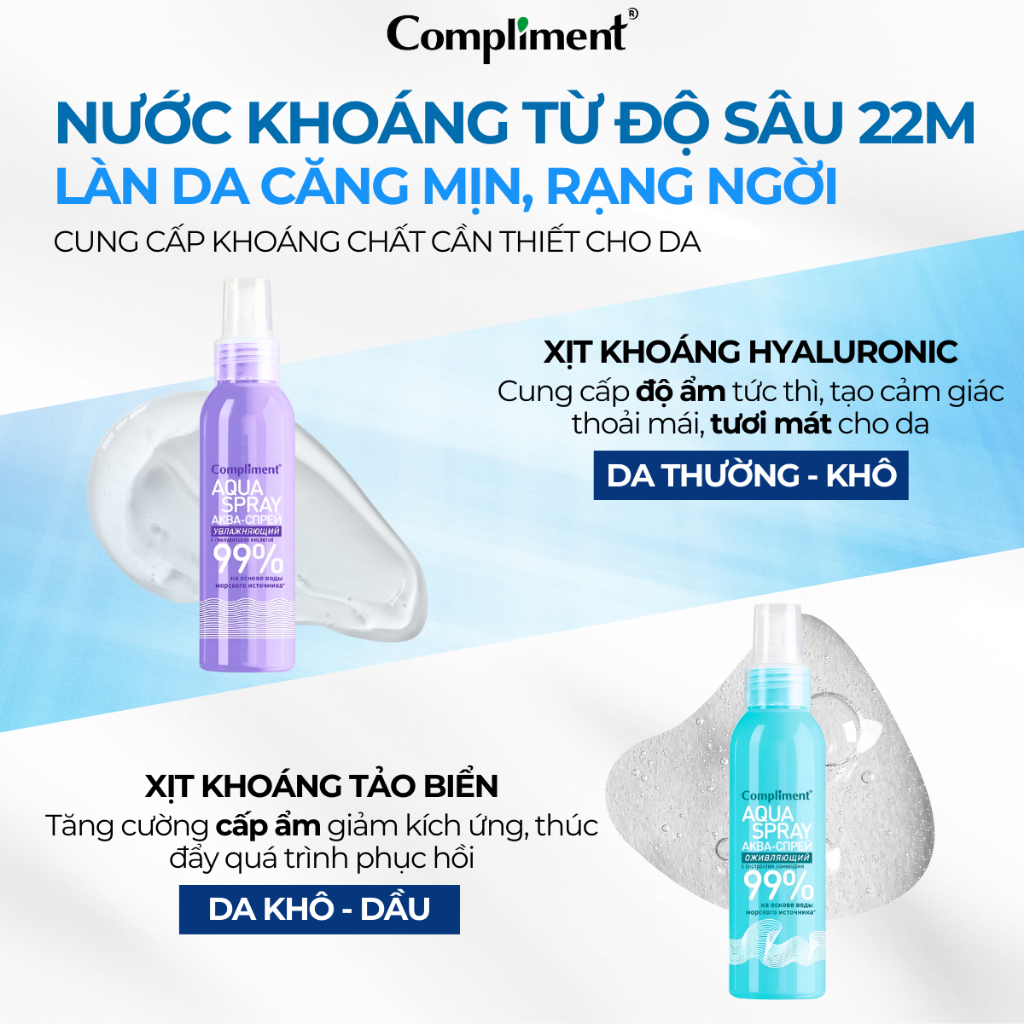 Ảnh Xịt Khoáng Nước Dưỡng Da Cấp Ẩm Compliment Aqua Spray Phục Hồi Giảm Nhanh Mệt Mỏi Mát Dịu 200ml 3