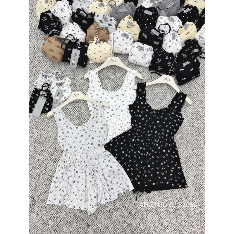 Set bộ ngủ 3 món cute siêu mát hàng L1 (bao gồm túi vải đựng bộ ngủ) A123