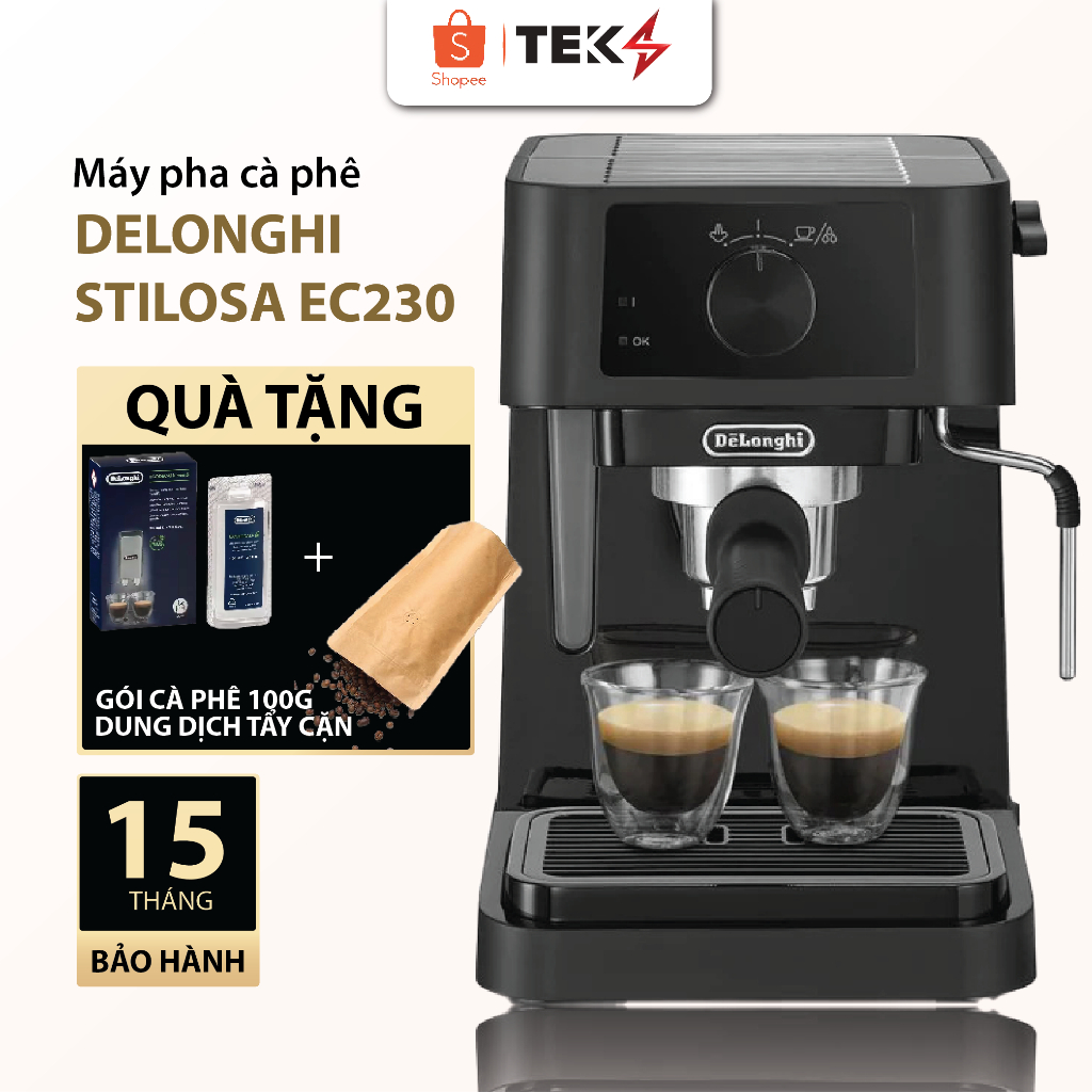 Máy Pha Cà Phê DeLonghi Stilosa EC230 cho Gia đình, Văn phòng, Áp suất 15  Bar, BH 12 tháng