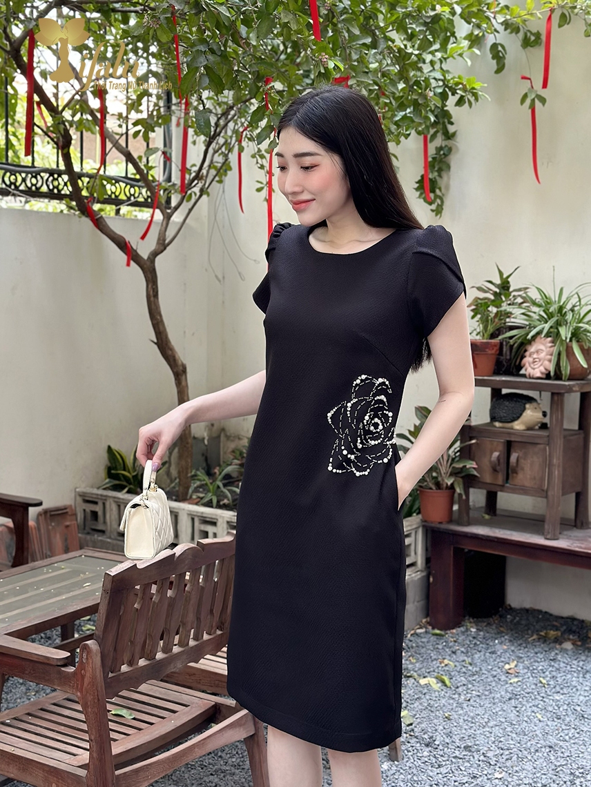 Ảnh TIFALU - Đầm dáng suông thiết kế dự tiệc màu đen kết đá sang trọng - TFL943BLK 2