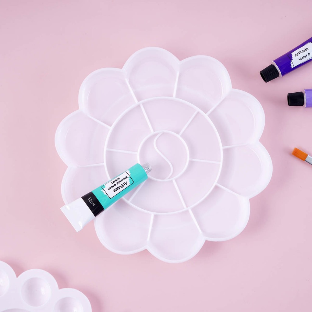 Khay Pha Màu Nước, Palette Trộn Màu Acrylic, Màu Gouache Chuyên Dụng Hình Bông Hoa, Con Cá, Con Cua Cute