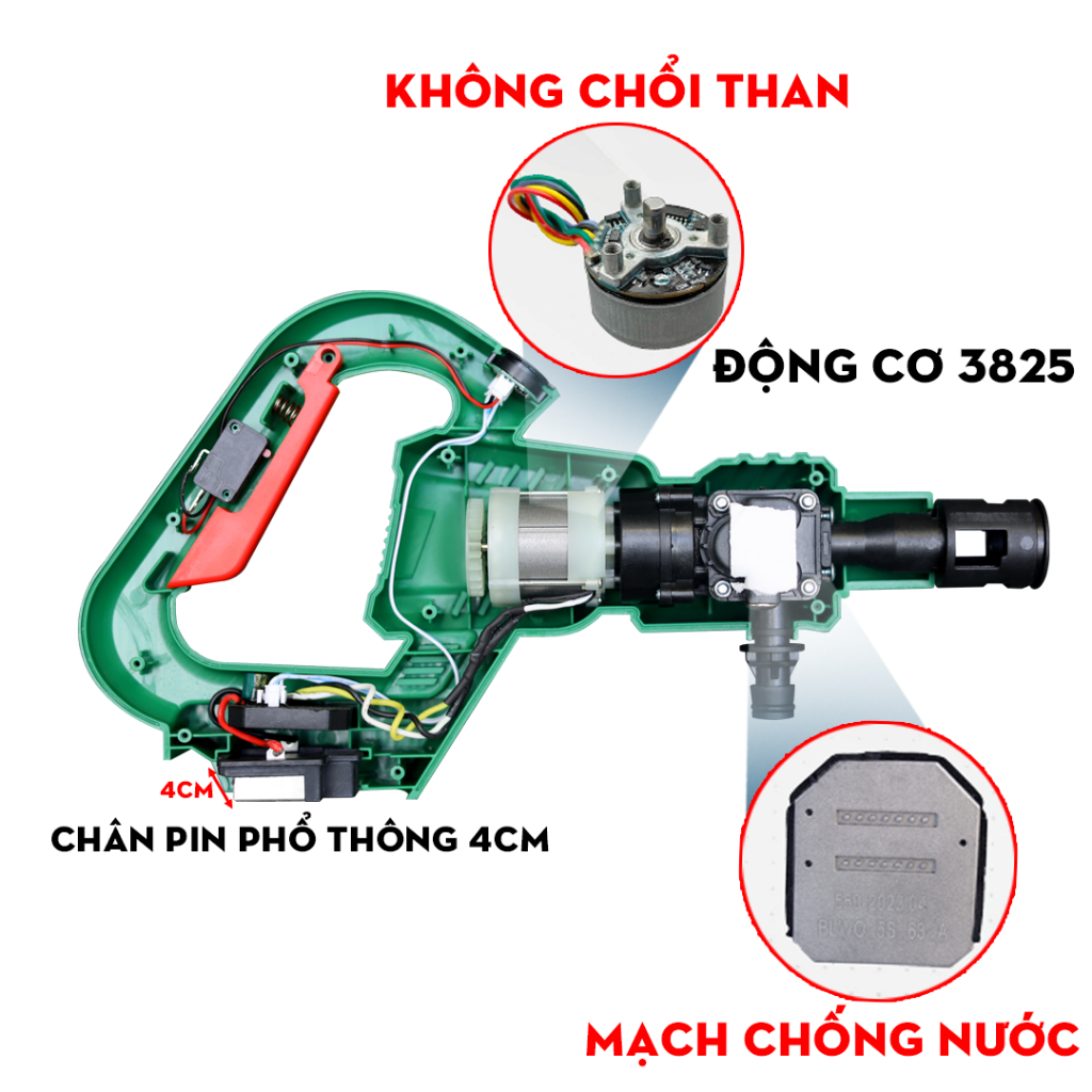 [CHÍNH HÃNG] Máy Rửa Xe Cao Áp Workfix WF-PW3825BL 305W, 6 Chế Độ, 3 Tốc Độ, Không Chổi Than Chính Hãng