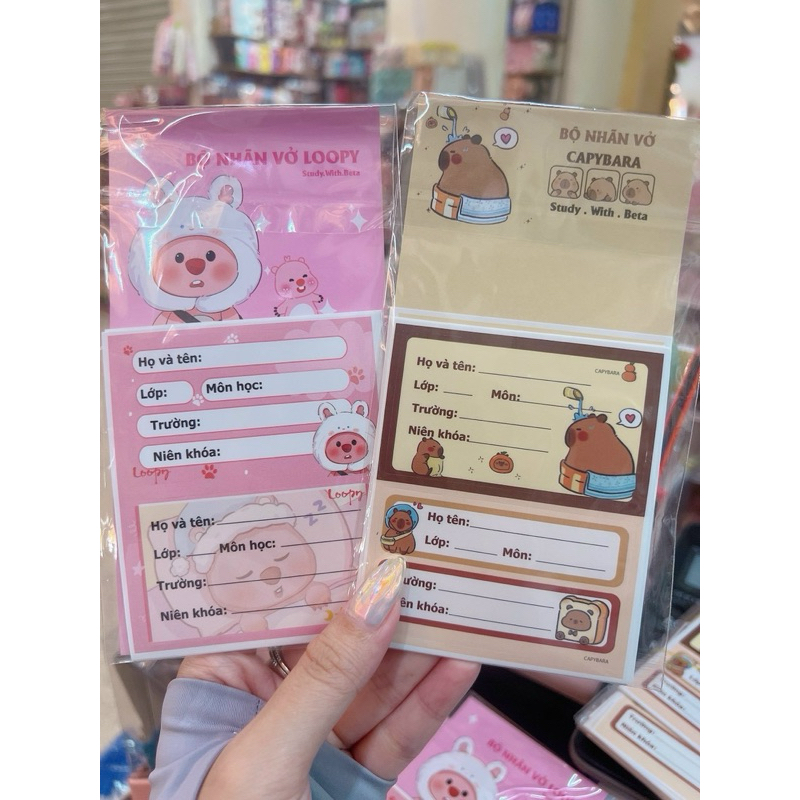 Set 20 cái nhãn vở mẫu cực xinh mẫu Capybara và Loopy | Shopee Việt Nam