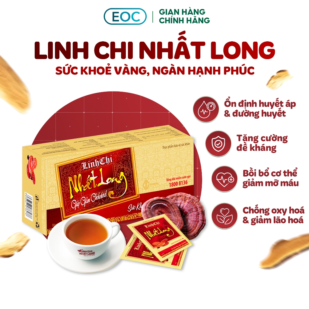 Trà Thảo Dược Linh Chi Nhất Long  - Hỗ Trợ Ổn Định Huyết Áp, Giảm Tiểu Đường, Men Gan Cao, Mỡ Máu, Ngủ Ngon
