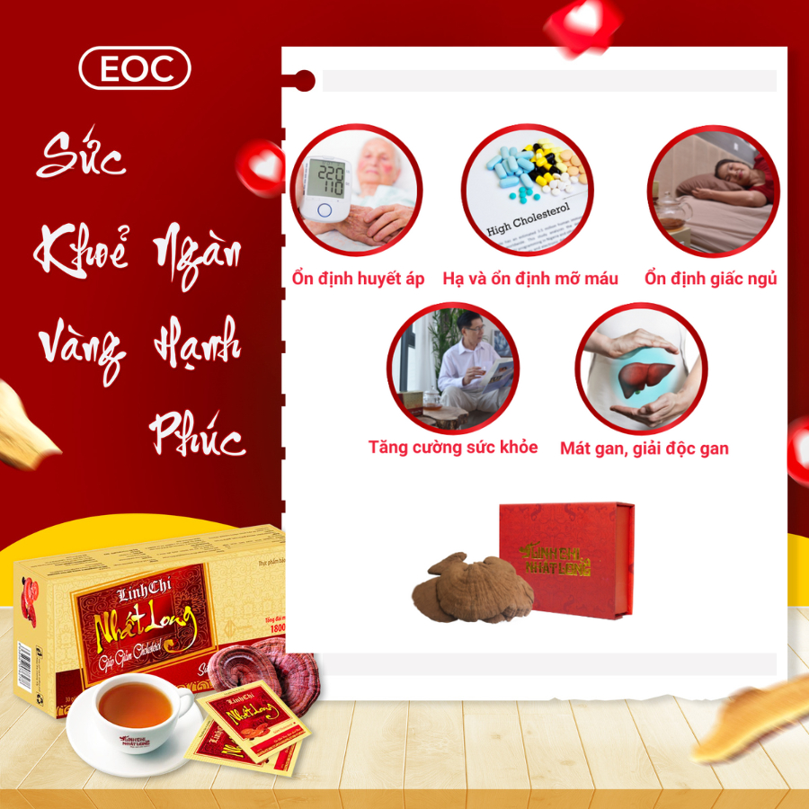 Trà Thảo Dược Linh Chi Nhất Long  - Hỗ Trợ Ổn Định Huyết Áp, Giảm Tiểu Đường, Men Gan Cao, Mỡ Máu, Ngủ Ngon