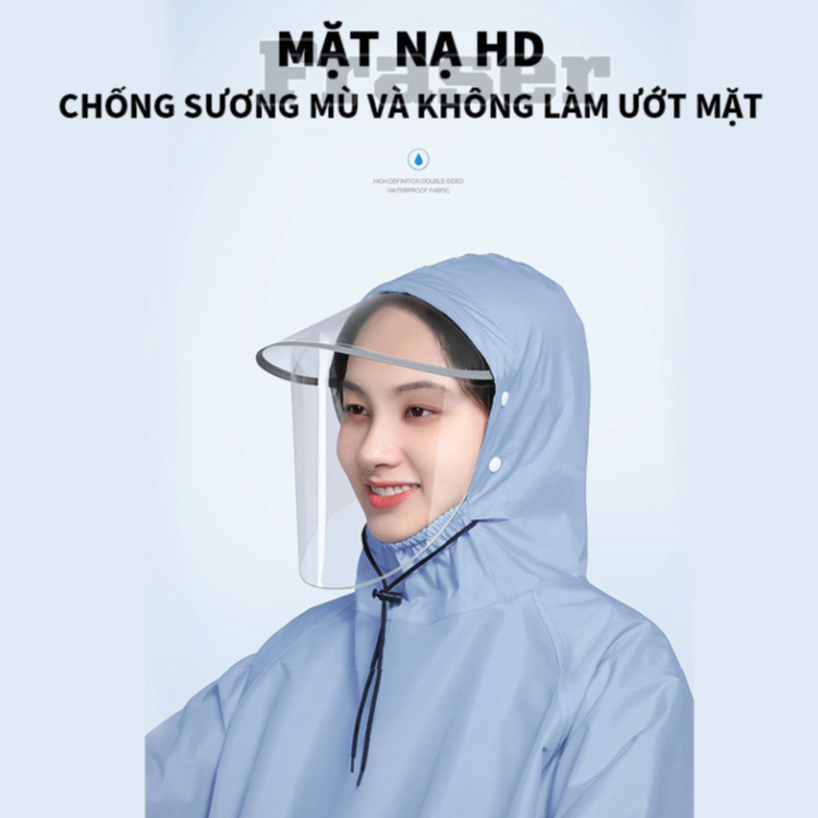 Áo Mưa Phong Cách Nhật Bản Có Kính Chắn Nước Dễ Dàng Sử Dụng Vải Dày Cao Cấp Chống Thấm Nước