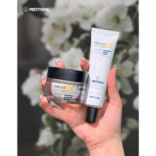 BỘ ĐÔI KEM DƯỠNG  PRETTY SKIN MELAS 2X SÁNG TRẮNG DA MỜ THÂM NÁM 50ML - BEBEAU
