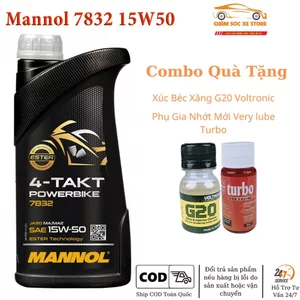 Dầu Nhớt Mannol 7832 15W50 Dành Cho Xe Số, Côn Tay Tặng Súc Vệ Sinh Kim Phun Và Phụ Gia Nhớt Mới
