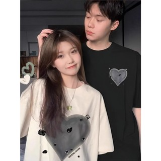 Áo Thun Đôi Nam Nữ Mặc Cùng Người Yêu, Áo Đôi Chất Liệu PreniumCotton in hình Trái Tim xám croptop nữ 100% Cotton [A183]