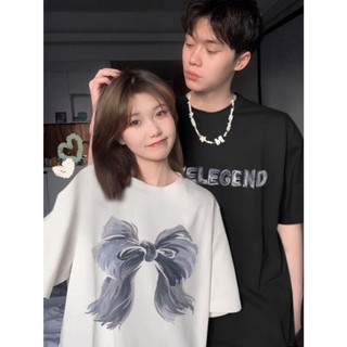 Áo thun cặp đôi nam nữ , local brand 250gsm Mặc Cùng Người Yêu Áo Phông Đôi Chất Liệu Prenium Cotton In nơ xám [A171]
