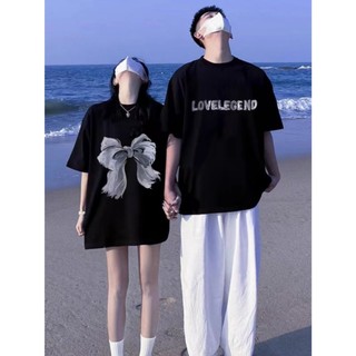 Áo thun cặp đôi nam nữ , local brand 250gsm Mặc Cùng Người Yêu Áo Phông Đôi Chất Liệu Prenium Cotton In nơ xám [A171]