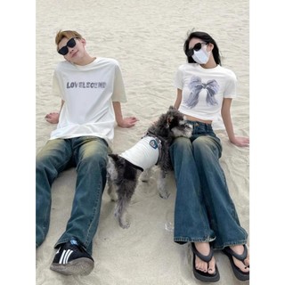 Áo thun cặp đôi nam nữ , local brand 250gsm Mặc Cùng Người Yêu Áo Phông Đôi Chất Liệu Prenium Cotton In nơ xám [A171]