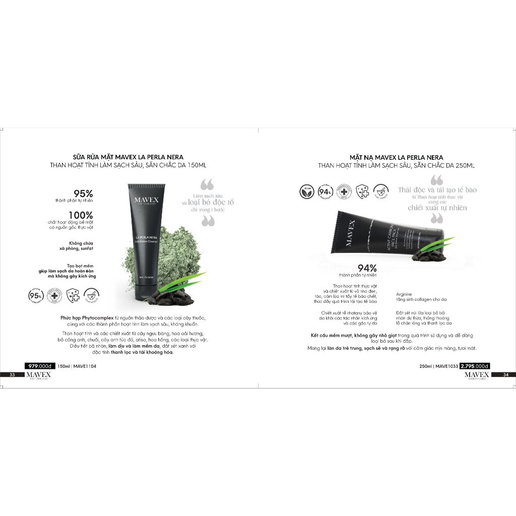 Sữa rửa mặt Mavex La Perla Nera than hoạt tính làm sạch sâu, săn chắc da 150ML