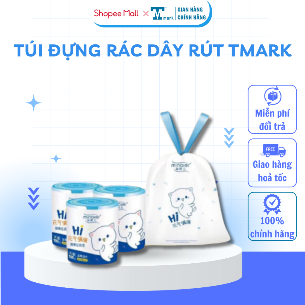 Túi Đựnġ Rác Tự Phân Hủy Có Dây Rút Cuộn 100 Túi Kícḣ Thước 45x50cm ...