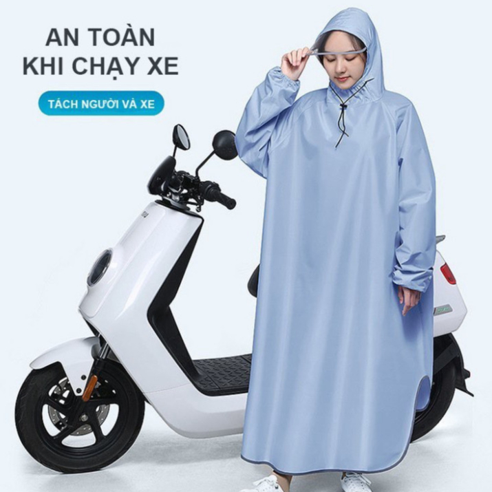 Áo mưa trùm đi xe không xẻ tà có kính chắn nước phong cách Nhật Bản vải dày cao cấp chống thấm tốt  ( Hàng Đẹp )