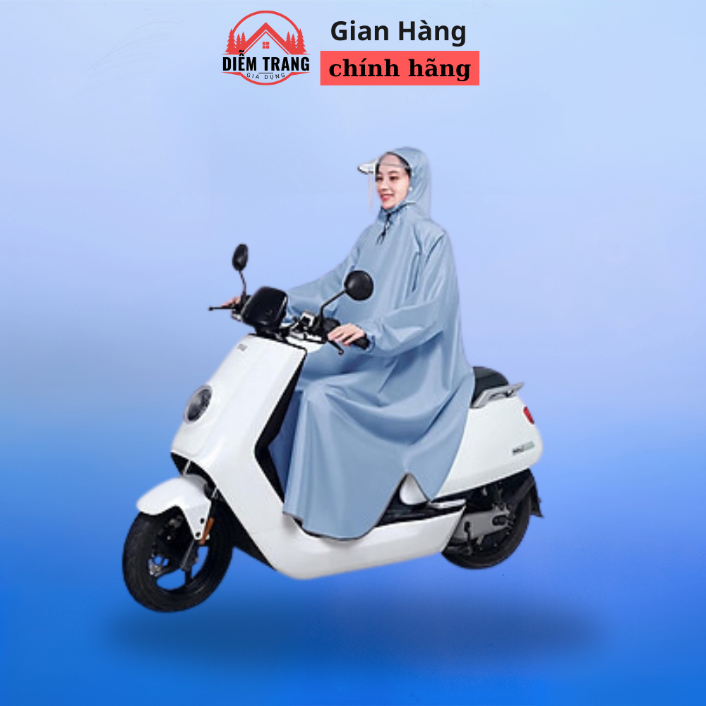 Áo mưa trùm đi xe không xẻ tà có kính chắn nước phong cách Nhật Bản vải dày cao cấp chống thấm tốt  ( Hàng Đẹp )