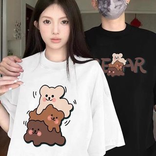 Áo Thun Đôi Nam Nữ Mặc Cùng Người Yêu, Cặp Áo Phông Đôi Chất Liệu Cotton 3 Chú Gấu [A004]