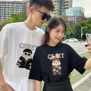 Áo Thun Đôi Nam Nữ Mặc Cùng Người Yêu, Cặp Áo Phông Đôi Chất Liệu Prenium Cotton 100% Thỏ Crazy form rộng Unisex [A006]