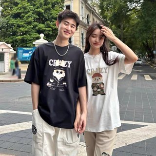 Áo Thun Đôi Nam Nữ Mặc Cùng Người Yêu, Cặp Áo Phông Đôi Chất Liệu Prenium Cotton 100% Thỏ Crazy form rộng Unisex [A006]