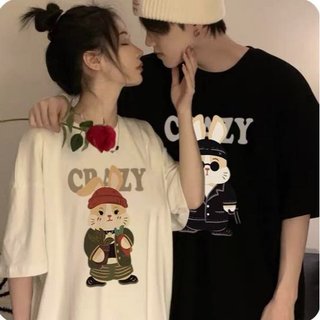 Áo Thun Đôi Nam Nữ Mặc Cùng Người Yêu, Cặp Áo Phông Đôi Chất Liệu Prenium Cotton 100% Thỏ Crazy form rộng Unisex [A006]