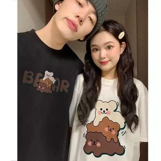 Áo Thun Đôi Nam Nữ Mặc Cùng Người Yêu, Cặp Áo Phông Đôi Chất Liệu Cotton 3 Chú Gấu [A004]