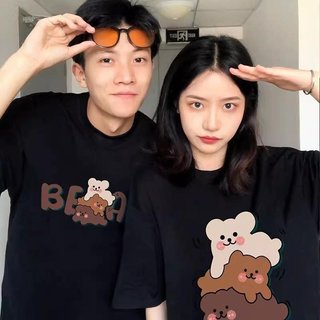Áo Thun Đôi Nam Nữ Mặc Cùng Người Yêu, Cặp Áo Phông Đôi Chất Liệu Cotton 3 Chú Gấu [A004]