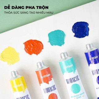[Sale 50%]  Màu Gouache 12 Màu Dạng Hũ 15ml/ Tuýp 12ml ARTMATE Có Độ Che Phủ Cao, Màu Bóng, Dễ Dàng Pha Màu, Màu Sắc N