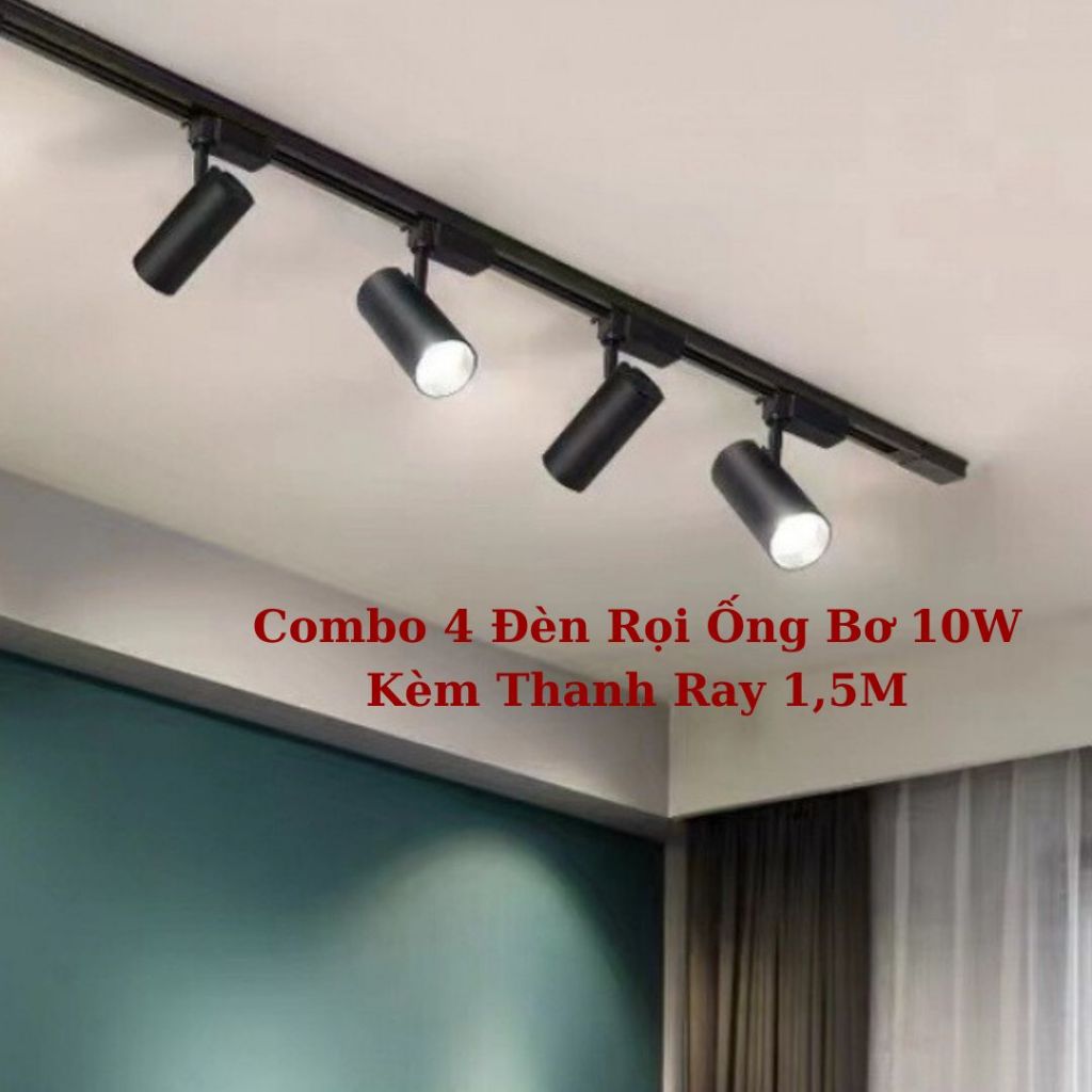 Combo 4 Đèn Rọi Ống Bơ 10W + Thanh Ray 1,5M - Đèn Led Rọi Ray Trang Trí ...