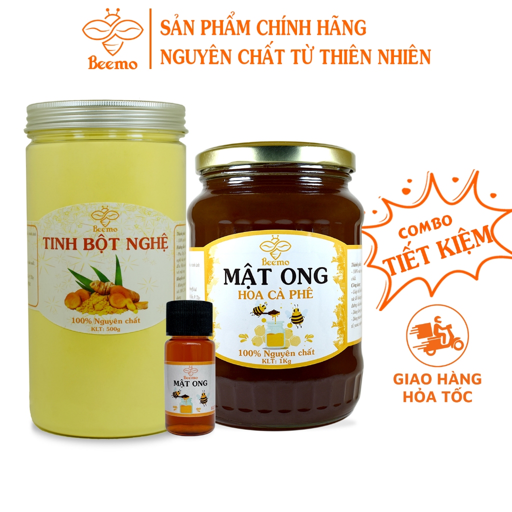 Ảnh Combo Tinh bột nghệ 500g + Mật ong hoa cà phê 1kg - Nguyên chất Beemo 1