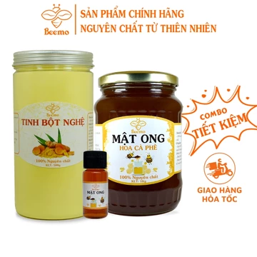 Combo Tinh Bột Nghệ Nguyên Chất 500g + Mật Ong Hoa Cà Phê 1kg - Tinh Bột Nghệ Mật Ong Hỗ Trợ Bao Tử, Dạ Dày, Đắp Mặt