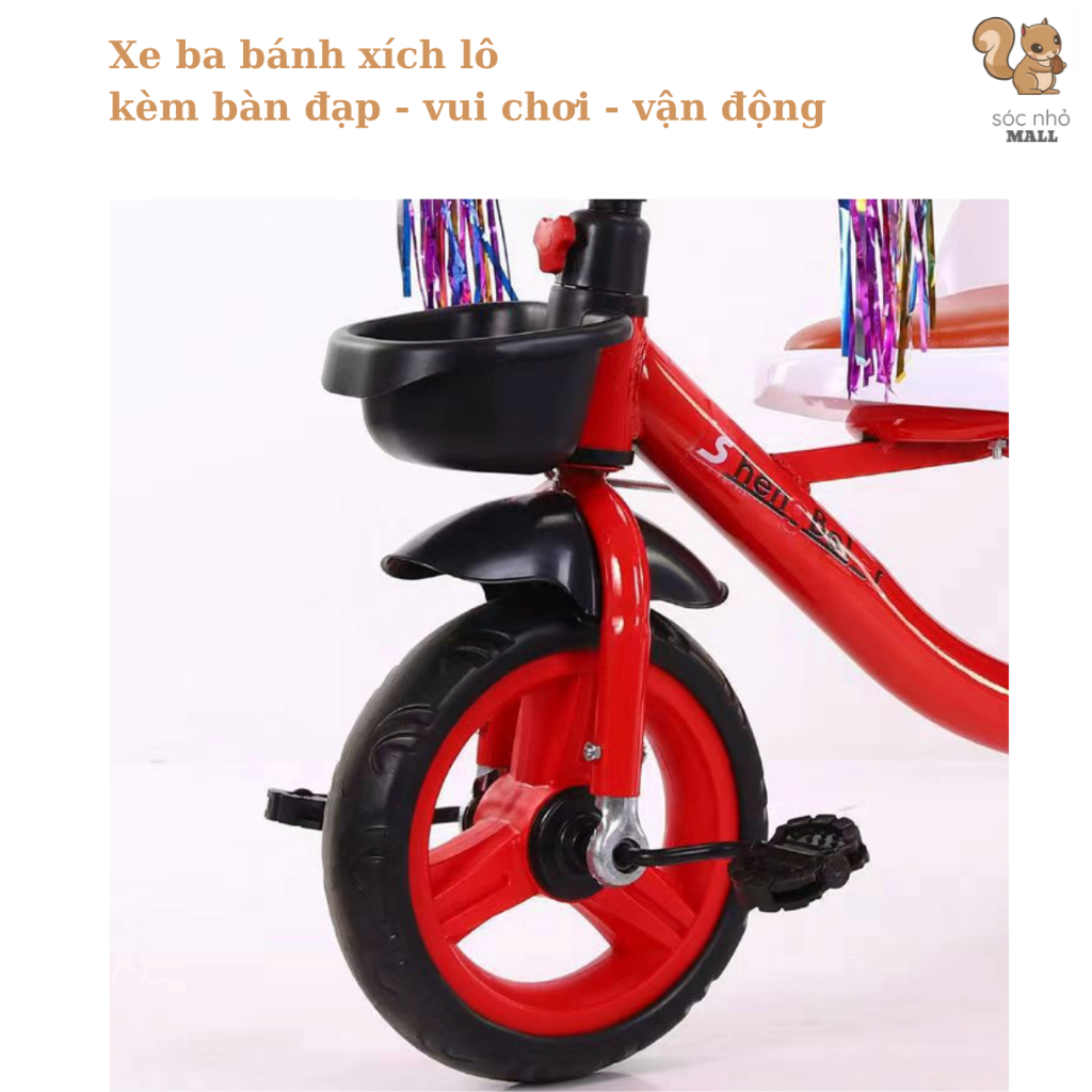 Xe đạp ba bánh cho bé, Xe đạp Xích lô 2 ghế ngồi, xe ba bánh chòi chân cho bé từ 1 đến 6 tuổi