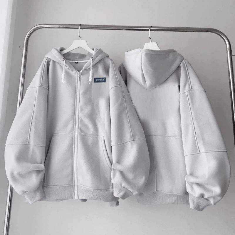 [Rẻ Vô Địch] Áo khoác Hoodiezip Form rộng Unisex mũ 2 lớp, có khóa kéo