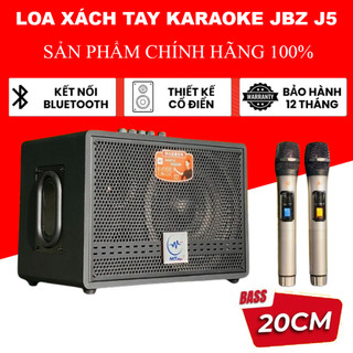 Loa Xách Tay Karaoke JBZ J5 - Loa Bass 20cm Kèm 2 Micro - Đầy Đủ Cổng Kết Nối - Bảo Hành 12 Tháng