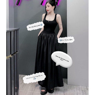 Váy 2Dây Xoè tiểu thư , váy đan dây phối tùng xoè có 2 túi bên xinh xắn thời trang hotgirl cao cấp