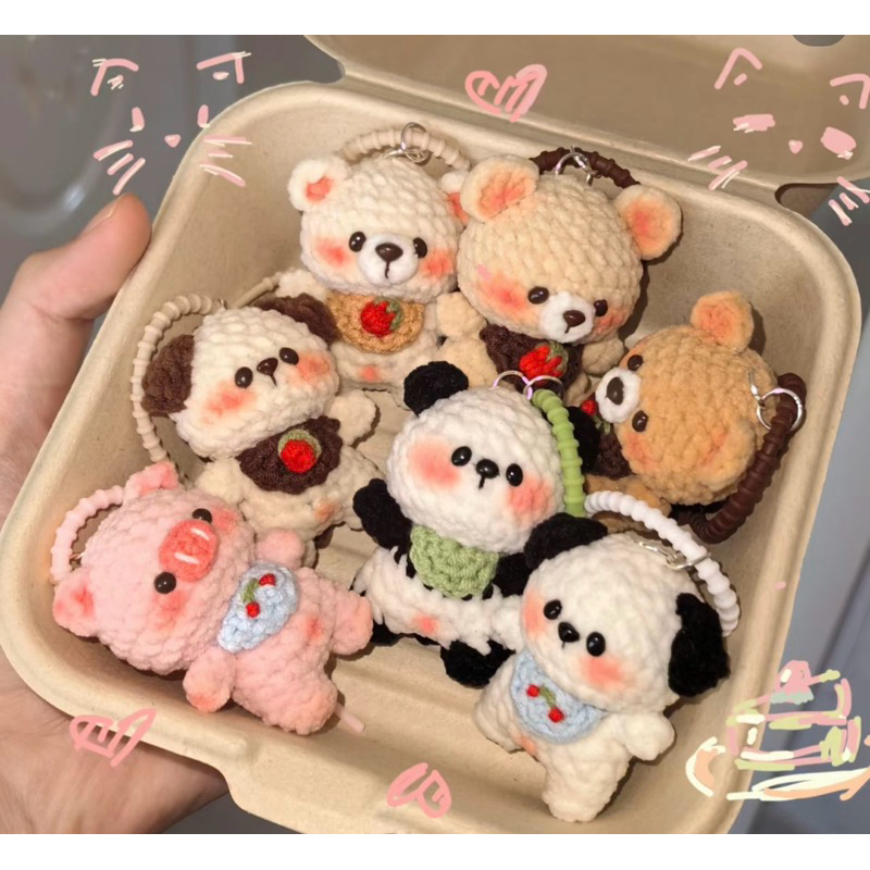 Móc khoá thú mini bằng len nhung dễ thương | Shopee Việt Nam