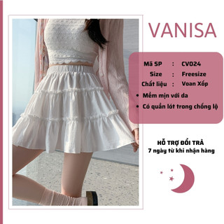 Chân váy xòe chất đũi xốp viền ren bồng bềnh có quần bảo hộ bên trong VANISA CV024