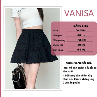 Chân váy xòe viền ren chất đũi xốp bồng bềnh có quần bảo hộ bên trong VANISA CV024