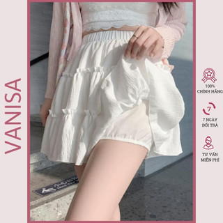 Chân váy xòe tennis xếp ly chất đũi xốp bồng bềnh viền ren nơ có quần bảo hộ bên trong VANISA CV024