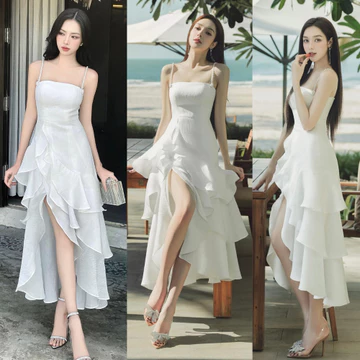 Váy 2 Dây Bánh Bèo Đi Biển MELLYSTORE Váy Bánh Bèo Vải Tơ Cao Cấp Đẹp Quyến Rũ ,Sang Trọng - Đầm Thiết Kế M16