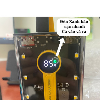 Sạc Dự Phòng Trong Suốt 20000mAh, Sạc Dự Phòng Iphone Samsung Siêu Nhanh PD-120W Bản 2 Cell Pin Dung Lượng Thực