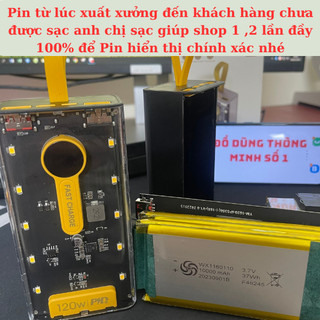 Sạc Dự Phòng Trong Suốt 20000mAh, Sạc Dự Phòng Iphone Samsung Siêu Nhanh PD-120W Bản 2 Cell Pin Dung Lượng Thực