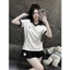 A8 Set đồ nữ sang chảnh áo phông cổ polo tim+chân váy cách điệu, cá tính chất cotton 2 size 40-65kg mẫu SETDASCOPOLOTIM.