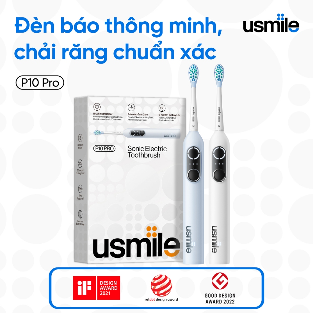 Ảnh Bàn chải điện sóng âm thông minh usmile P10 Pro - Bảo hành 12 tháng 1