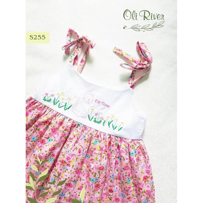 Váy 2 Dây Bé Gái A888 Chú Mèo Đeo Nơ Họa Tiết Nhí Dễ Thương - Đầm Mùa Hè Cho Bé 2-6 Tuổi (10-24kg)