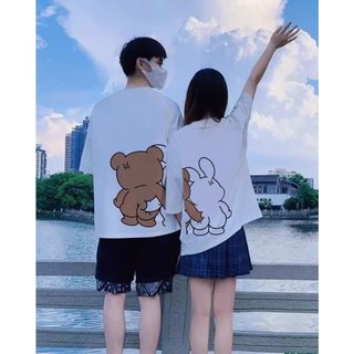 Áo Thun Đôi Nam Nữ hình in dễ thương,  Áo Phông Chất Liệu Preium Cotton 100% Gấu Bóp Đíc Cute [A007]