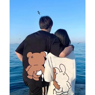 Áo Thun Đôi Nam Nữ hình in dễ thương,  Áo Phông Chất Liệu Preium Cotton 100% Gấu Bóp Đíc Cute [A007]