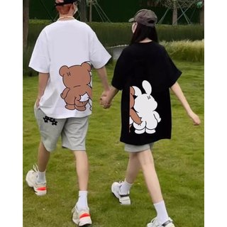 Áo Thun Đôi Nam Nữ hình in dễ thương,  Áo Phông Chất Liệu Preium Cotton 100% Gấu Bóp Đíc Cute [A007]