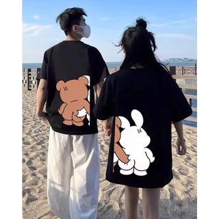 Áo Thun Đôi Nam Nữ hình in dễ thương,  Áo Phông Chất Liệu Preium Cotton 100% Gấu Bóp Đíc Cute [A007]