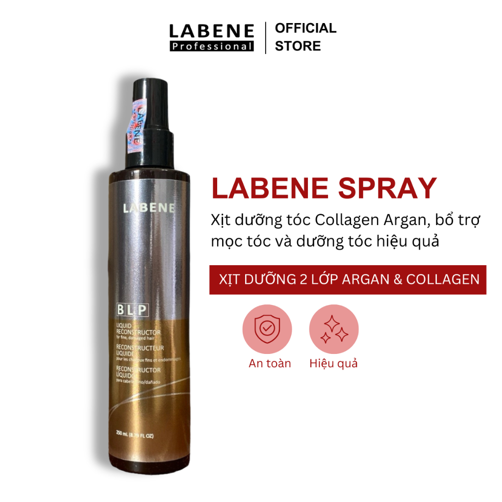 Ảnh Xịt Dưỡng Tóc Argan Collagen Labene 2 lớp Chai 250ml Phục Hồi Hư Tổn, Cấp Ẩm Bổ Trợ Mọc Tóc LABENE 1